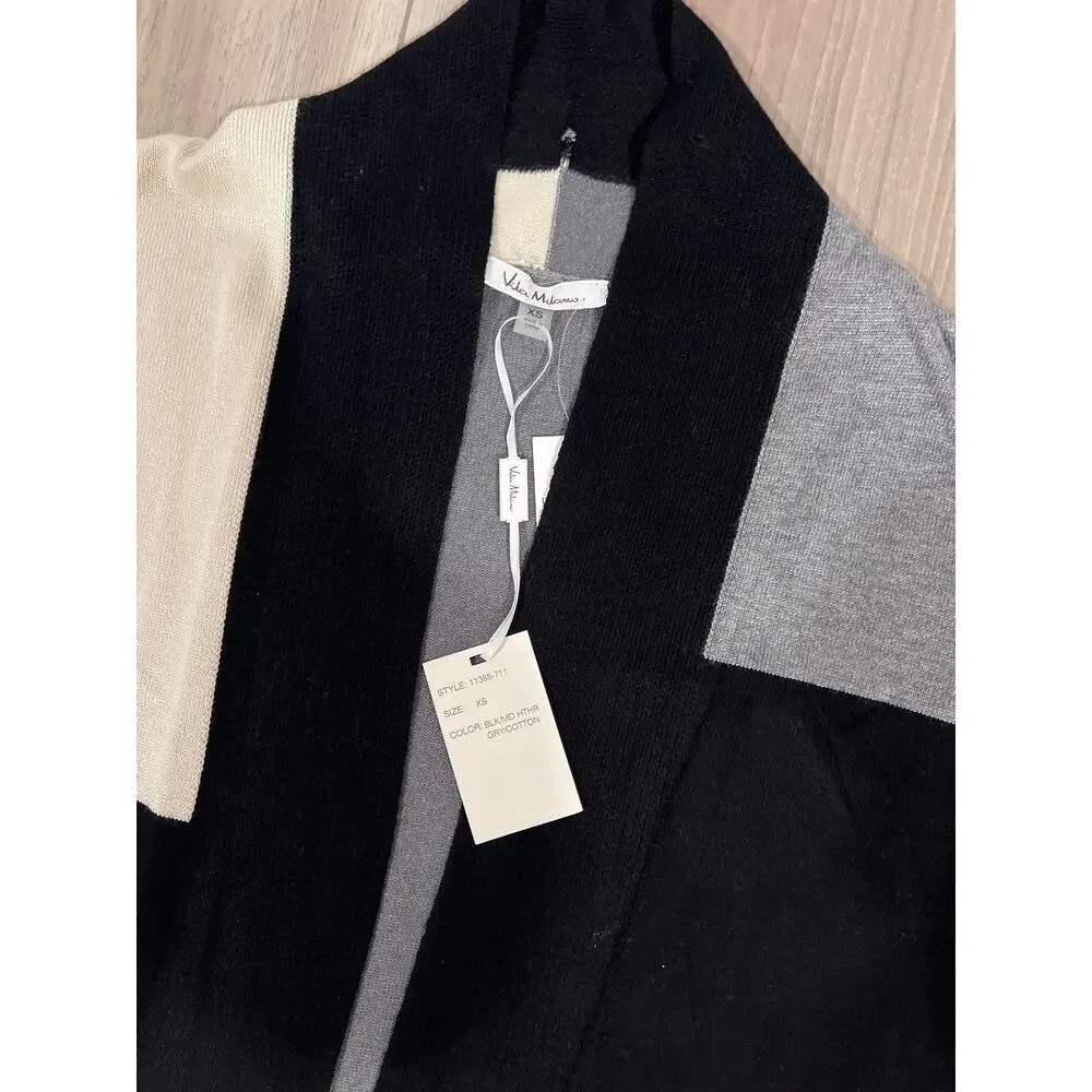 Vila Milano, Gray, Black, Long Line Cardigan Size‎ XS, KB106 - Picture 3 of 4